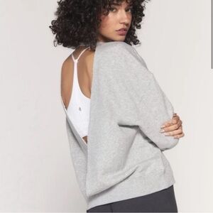Nike Gray Open-Back V Sweater Sweatshirt Crew Neck Size XS